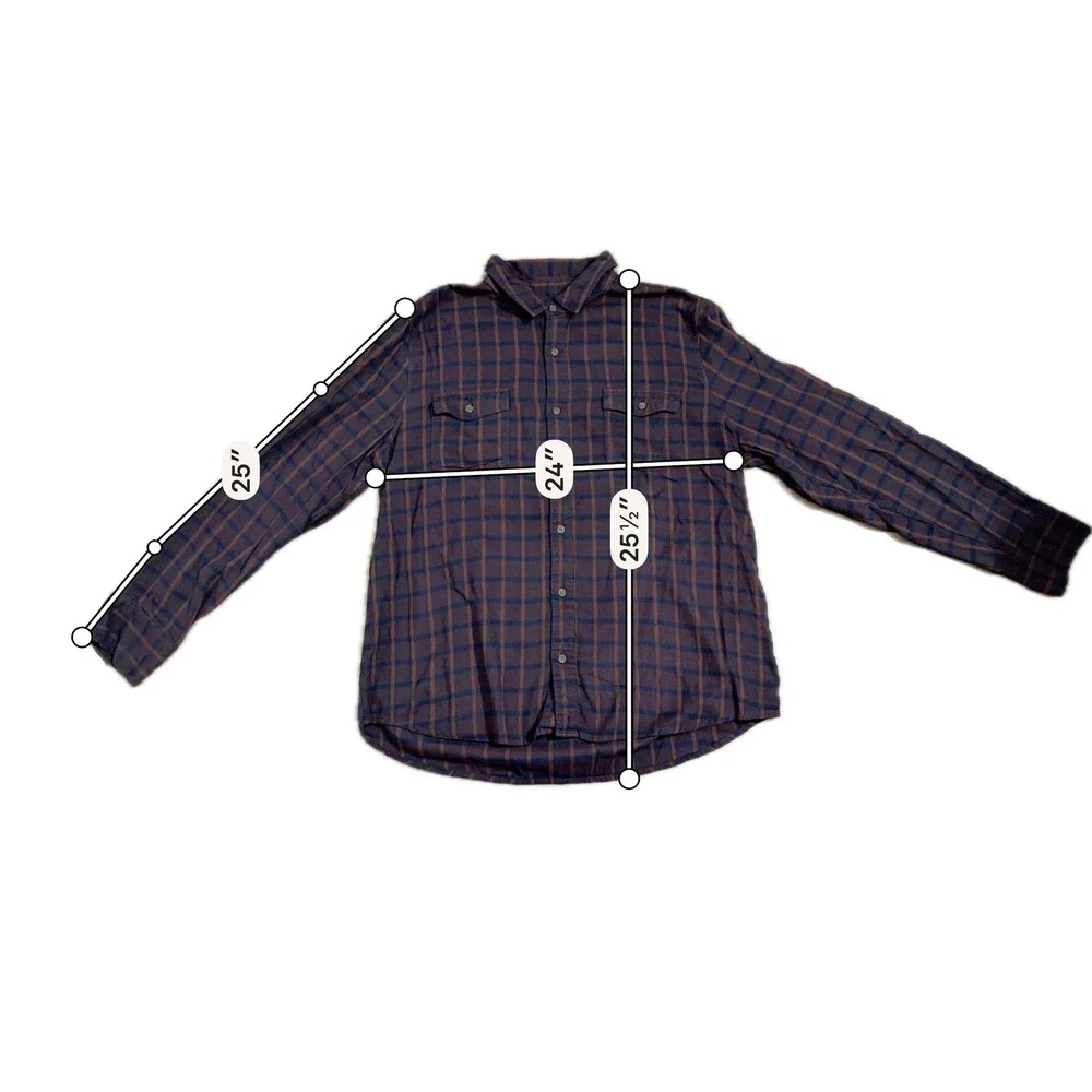PAIGE Men's Everett Plaid Flannel Button-Up Shirt Cotton Viscose Size XL